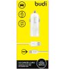 Budi - 1 USB autós töltő  LED indicator+lightning cable