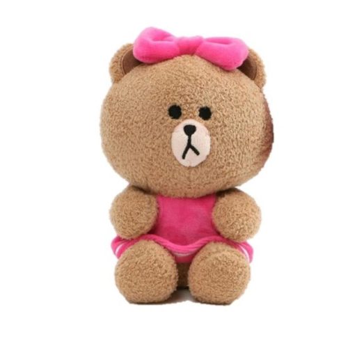 Line Friends - Mascot Choco Bear egy rózsaszín ruhában