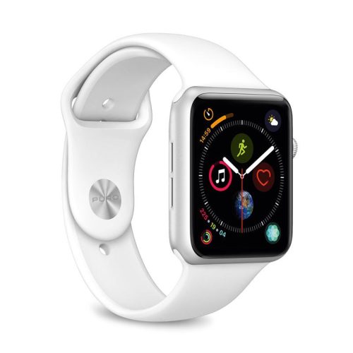 PURO ICON – Rugalmas sportszíj Apple Watchhoz 42/44/45 mm (S/M & M/L) (fehér)