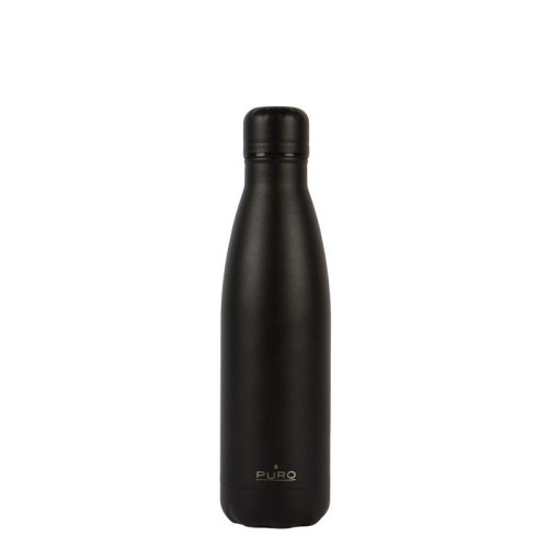 PURO ICON - 500 ml-es rozsdamentes acél termopalack (fekete) (porbevonat)