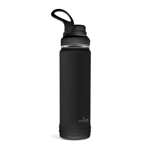 PURO Outdoor - 750 ml-es rozsdamentes acél termopalack (fekete)