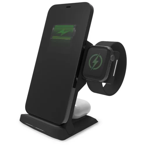 STM ChargeTree Go 3-in-1 vezeték nélküli töltőállomás Phone, AirPods, Apple Watch - fekete
