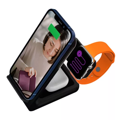 STM ChargeTree Swing 3-in-1 vezeték nélküli töltőállomás Phone, AirPods, Apple Watch - fekete