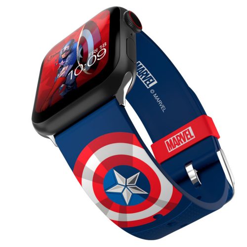 MARVEL - okosóraszíj Apple Watch 38/40/41/42/44/45/49 mm (Captain America Insignia)