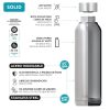 Quokka Solid - Rozsdamentes acél duplafalú vákuumszigetelt vizes palack, hordozható termosz 630 ml (Teal Vibe)