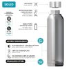 Quokka Solid - Rozsdamentes acél duplafalú vákuumszigetelt vizes palack, hordozható termosz 630 ml (Aquanarine)