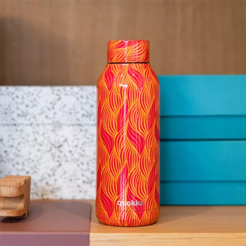 Quokka Solid - Rozsdamentes acél duplafalú vákuumszigetelt vizes palack, hordozható termosz 510 ml (Orange Bloom)