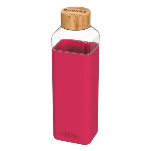 Quokka Storm - lekerekített üveg palack szilikon borítással 700ml (Maroon)