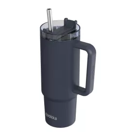   Quokka Stream - Rozsdamentes acél termosz bögre 950 ml szívószállal (grafitszürke)