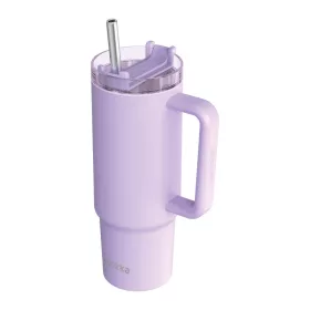   Quokka Stream - Rozsdamentes acél termosz bögre 950 ml szívószállal (lila)