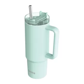   Quokka Stream - Rozsdamentes acél termosz bögre 950 ml szívószállal (türkiz)