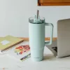 Quokka Stream - Rozsdamentes acél termosz bögre 950 ml szívószállal (türkiz)