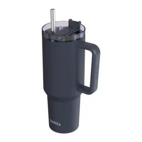   Quokka Stream - Rozsdamentes acél termosz bögre 1200 ml szívószállal (grafitszürke)