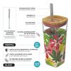 Quokka Liquid Cube - Üveg szalmapohár szilikon borítással 540 ml (Pink Jungle)