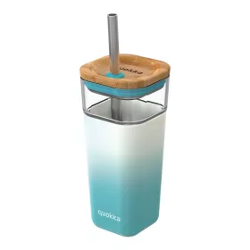   Quokka folyékony kocka - üveg szalmapohár szilikon borítással 540 ml (kékszín gradiens)