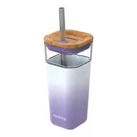   Quokka Liquid Cube - Üveg szalmapohár szilikon borítással 540 ml (lila gradiens)