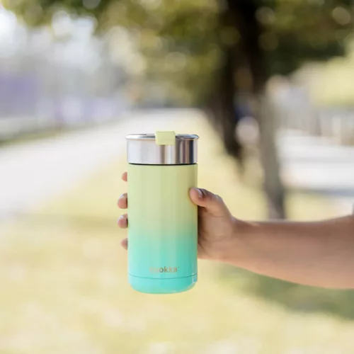 Quokka Boost Coffee Tumbler Rozsdamentes acél termikus bögre sörfőzővel 400 ml citromos lime