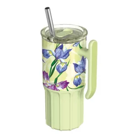   Quokka Umi - Rozsdamentes acél termosz bögre 720 ml szívószállal és szilikon alátéttel (zöld tea)