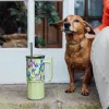 Quokka Umi - Rozsdamentes acél termosz bögre 720 ml szívószállal és szilikon alátéttel (zöld tea)