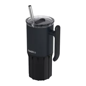   Quokka Umi - Rozsdamentes acél termosz bögre 720 ml szívószállal és szilikon talppal (fekete)
