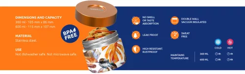 Quokka Whim - rozsdamentes ételdoboz 360 ml (Autumn)