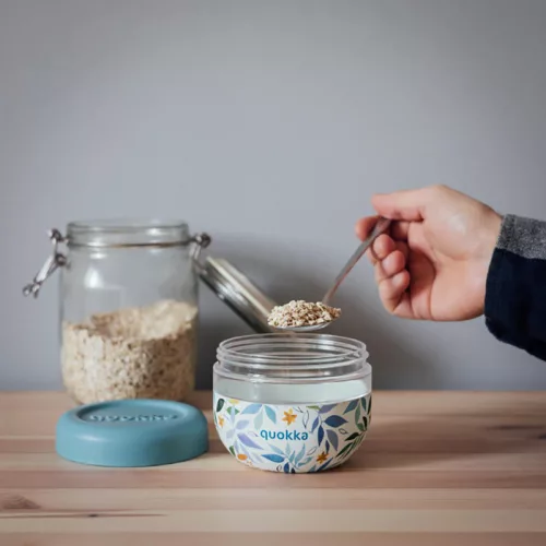 Quokka Bubble Food Jar - műanyag ételdoboz 500 ml (Watercolor Leaves)