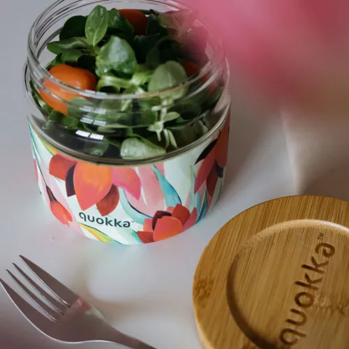 Quokka Deli Food Jar - Üveg/fa ételtartó 820 ml (Spring)