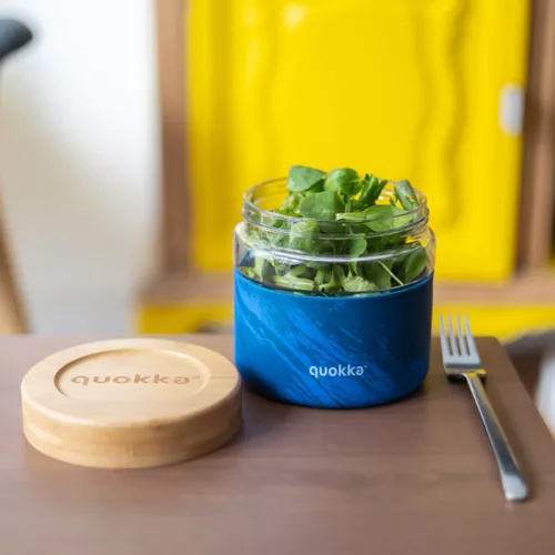 Quokka Deli Food Jar - Üveg/fa ételtartó 820 ml (Wood Grain)