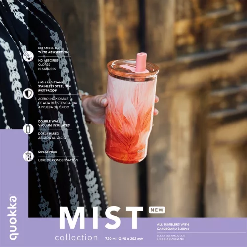 Quokka Mist - Rozsdamentes acél termosz bögre 720 ml szívószállal (elefántcsont)