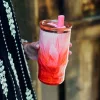 Quokka Mist - Rozsdamentes acél termosz bögre 720 ml szívószállal (őszibarack szirmok)