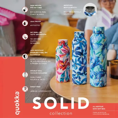 Quokka Solid pánttal - Rozsdamentes acél termosz 510 ml pánttal (mustárszínű)
