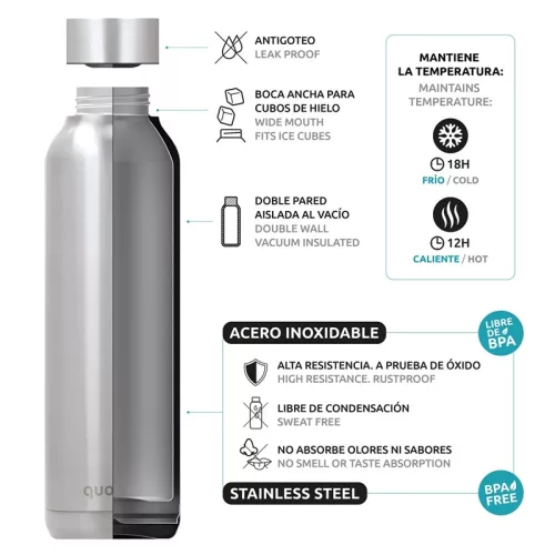 Quokka Solid pánttal - Rozsdamentes acél termosz 510 ml pánttal (mustárszínű)