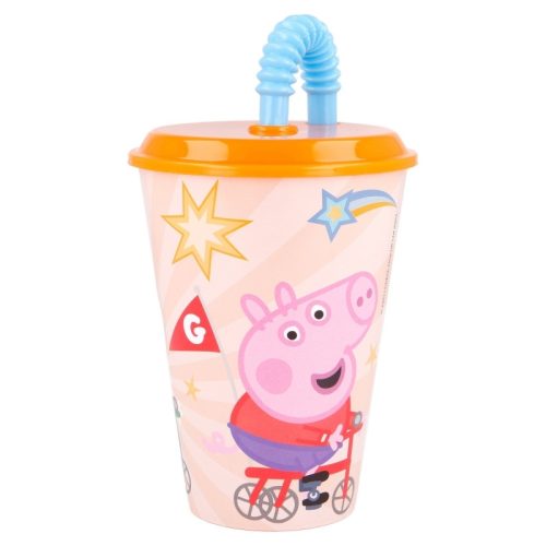 Peppa Malac - bögre szívószállal, 430 ml