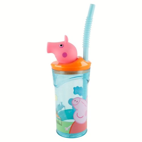 Peppa Pig 3D műanyag bögre szívószállal 360 ml