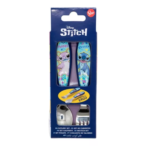 Disney Stitch - Fém evőeszközkészlet a Stitch & Angel kollekcióból (Kanál és Villa)