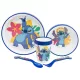 Disney Stitch - Csúszásmentes mikrohullámú sütő edénykészlet 5 db-os (tányér, tál, bögre, villa, teáskanál)