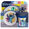 Disney Stitch - Csúszásmentes mikrohullámú sütő edénykészlet 5 db-os (tányér, tál, bögre, villa, teáskanál)