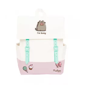   Ghiozdan Pusheen Rose Collection, pentru copii, rezistent la apa, din PU, dimensiune 38 x 30 cm, culoare alb-roz