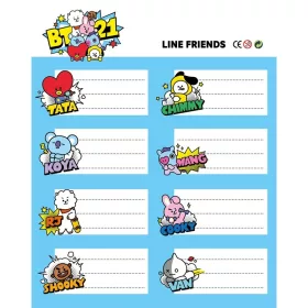 Etichete scolare, BT21, Set 16 buc, 8 x 4 cm