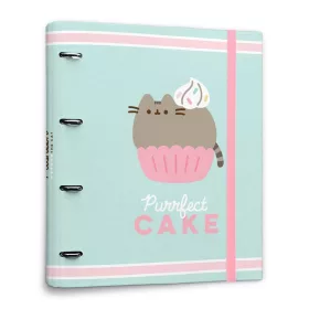   Biblioraft A4 Pusheen Foodie Collection, 4 inele, inchidere cu elastic, din carton dur 2 mm captusita cu hartie mata de 150 gr