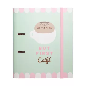   Biblioraft A4 Pusheen Foodie Collection, 2 inele, mecanism tip parghie, inchidere cu elastic, din carton dur 2 mm captusita cu hartie mata de 150 gr