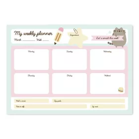   Planificator saptamanal Pusheen Foodie, format A4, 54 de coli, 21 x 29.7 cm, hartie 90g, culoare albastru