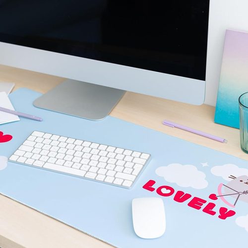 Professzionális egérpad játékhoz és irodai Pusheen Purrfect Love, XL modell, csúszásmentes, vízálló, 80x35 cm