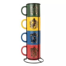   Harry Potter Kerámia bögre készlet állvánnyal 300ml 4 db. Roxfort házak