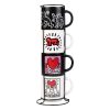 Keith Haring - 4 darabos kerámia bögre készlet állvánnyal 300 ml
