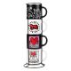 Keith Haring - 4 darabos kerámia bögre készlet állvánnyal 300 ml