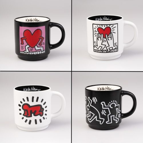Keith Haring - 4 darabos kerámia bögre készlet állvánnyal 300 ml