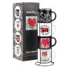 Keith Haring - 4 darabos kerámia bögre készlet állvánnyal 300 ml