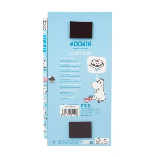 Moomin - Caiet magnetic / listă de cumpărături pentru frigider + creion (10 x 21 cm)