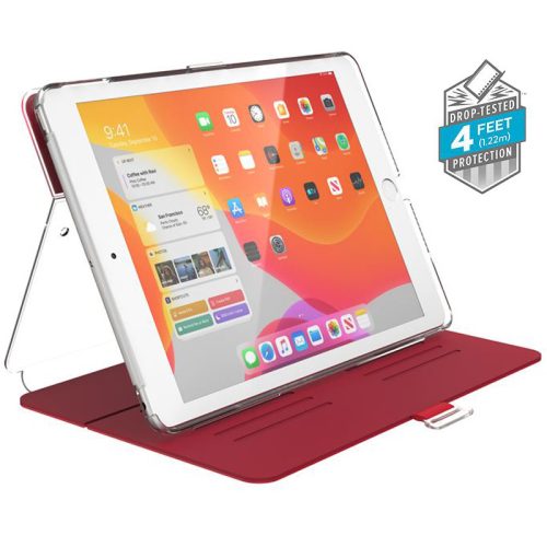 Speck Balance Folio Clear - tok iPad 10.2 "A / mágneses és feláll (szívritmus piros / tiszta)